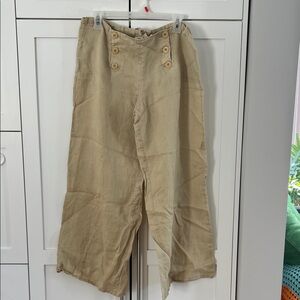 Max Studio Natural Beige Linen Drawstring Pants